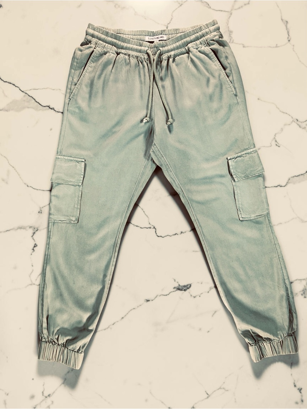 Elizabeth and James Sage Green Cargo Jogger Pants Drawstring Utility Size M